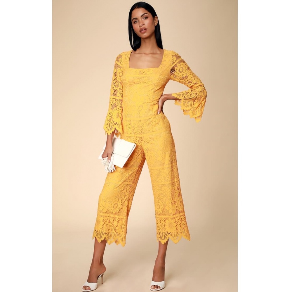 Lulus Lace Flounce Sleeve Jumpsuit | Lulus